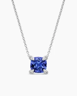 Petite Chatelaine® Pendant Necklace 18K White Gold with Tanzanite and Diamonds, 7mm