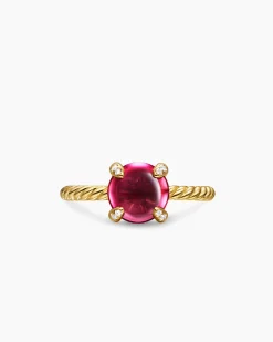 Petite Chatelaine® Ring 18K Yellow Gold with Rhodolite Garnet and Diamonds, 8mm