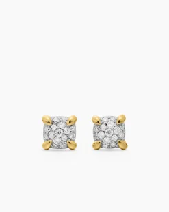 Petite Chatelaine® Stud Earrings 18K Yellow Gold with Pavé Diamonds, 5mm