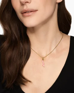 Petite Coral Amulet 18K Yellow Gold with Pink Opal, 25.2mm