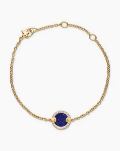 Petite DY Elements® Center Station Chain Bracelet 18K Yellow Gold with Lapis and Diamonds, 11mm