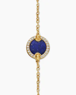 Petite DY Elements® Center Station Chain Bracelet 18K Yellow Gold with Lapis and Diamonds, 11mm