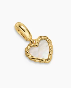 Petite DY Elements® Heart Station Pendant 18K Yellow Gold with Mother of Pearl, 8.2mm