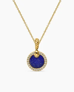 Petite DY Elements® Pendant Necklace 18K Yellow Gold with Lapis and Diamonds, 17.8mm