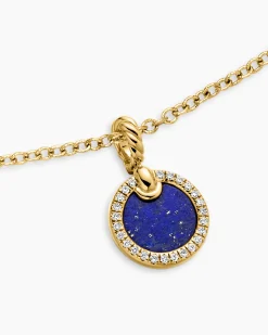 Petite DY Elements® Pendant Necklace 18K Yellow Gold with Lapis and Diamonds, 17.8mm
