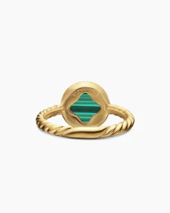 Petite DY Elements® Ring 18K Yellow Gold with Malachite and Diamonds, 11.3mm