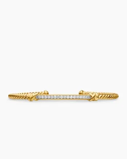 Petite Helena Cablespira® Station Bracelet 18K Yellow Gold with Diamonds, 3mm