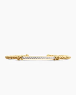 Petite Helena Cablespira® Station Bracelet 18K Yellow Gold with Diamonds, 3mm