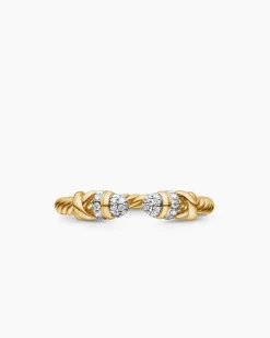 Petite Helena Open Ring 18K Yellow Gold with Diamonds, 2.5mm