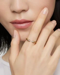 Petite Helena Open Ring 18K Yellow Gold with Diamonds, 2.5mm