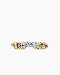 Petite Helena Open Ring Sterling Silver with 18K Yellow Gold and Diamonds, 2.5mm