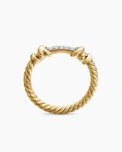 Petite Helena Wrap Band Ring 18K Yellow Gold with Diamonds, 4mm