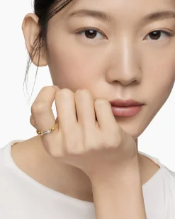 Petite Helena Wrap Band Ring 18K Yellow Gold with Diamonds, 4mm