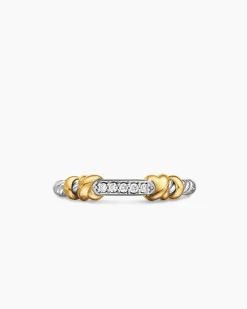 Petite Helena Wrap Band Ring Sterling Silver with 18K Yellow Gold and Diamonds, 4mm