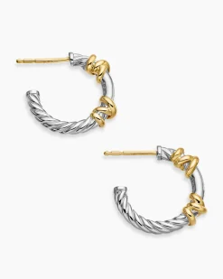 Petite Helena Wrap Hoop Earrings Sterling Silver with 18K Yellow Gold and Diamonds, 18mm