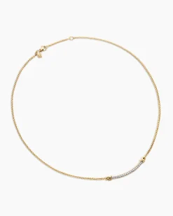 Petite Helena Wrap Station Necklace 18K Yellow Gold with Diamonds, 29mm