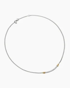 Petite Helena Wrap Station Necklace Sterling Silver with 18K Yellow Gold and Diamonds, 29mm