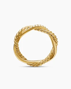 Petite Infinity Band Ring 18K Yellow Gold with Diamonds, 4mm