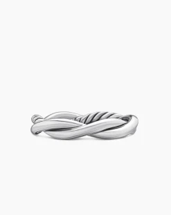 Petite Infinity Band Ring Sterling Silver with Diamonds, 4mm