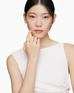 Petite Infinity Band Ring Sterling Silver with Diamonds, 4mm