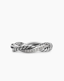 Petite Infinity Band Ring Sterling Silver with Diamonds, 4mm