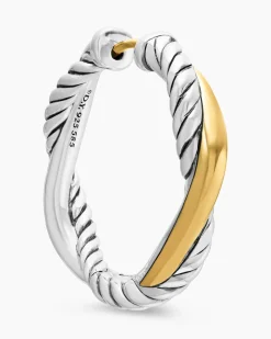 Petite Infinity Hoop Earrings Sterling Silver with 14K Yellow Gold, 17.3mm