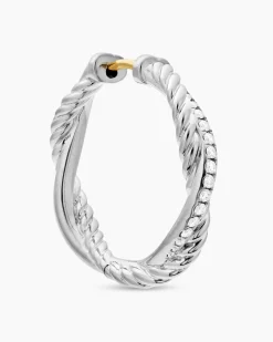 Petite Infinity Hoop Earrings Sterling Silver with Diamonds, 17.3mm