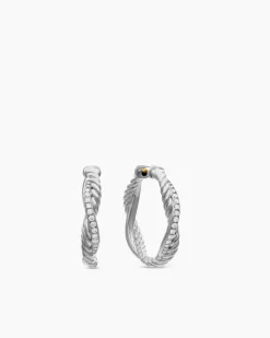 Petite Infinity Hoop Earrings Sterling Silver with Diamonds, 17.3mm