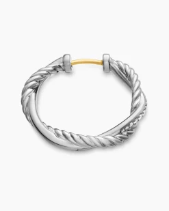 Petite Infinity Hoop Earrings Sterling Silver with Diamonds, 17.3mm