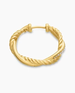 Petite Infinity Hoop Earrings 18K Yellow Gold with Diamonds, 17.3mm