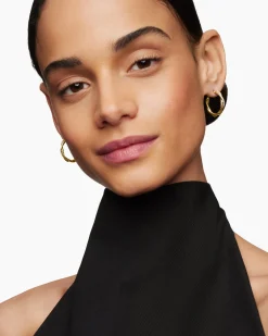 Petite Infinity Hoop Earrings 18K Yellow Gold with Diamonds, 17.3mm