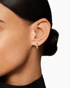 Petite Infinity Huggie Hoop Earrings 18K Yellow Gold with Diamonds, 3mm