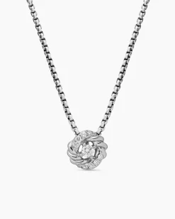 Petite Infinity Pendant Necklace Sterling Silver with Diamonds, 8mm