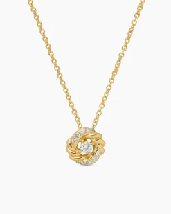 Petite Infinity Pendant Necklace 18K Yellow Gold with Diamonds, 8mm