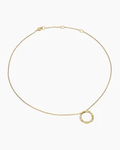 Petite Infinity Pendant Necklace 18K Yellow Gold with Diamonds, 18mm