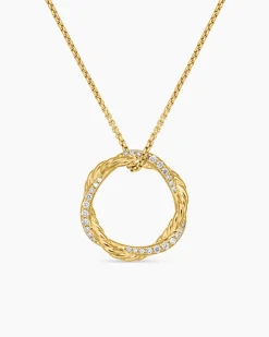 Petite Infinity Pendant Necklace 18K Yellow Gold with Diamonds, 18mm