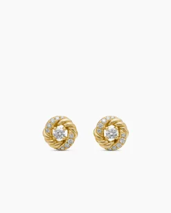 Petite Infinity Stud Earrings 18K Yellow Gold with Diamonds, 7.8mm