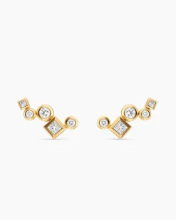 Petite Modern Renaissance® Climber Earrings 18K Yellow Gold with Diamonds, 15mm