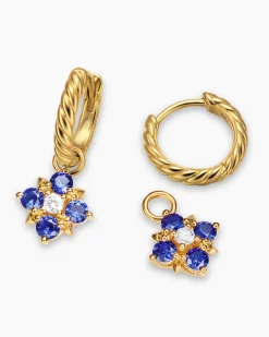 Petite Modern Renaissance® Color Drop Earrings 18K Yellow Gold with Sapphire and Diamonds, 18mm