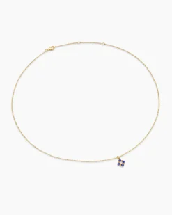 Petite Modern Renaissance® Pendant Necklace 18K Yellow Gold with Sapphires and Diamond, 9.2mm