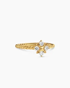 Petite Modern Renaissance® Pyramid Ring 18K Yellow Gold with Diamonds, 6.2mm