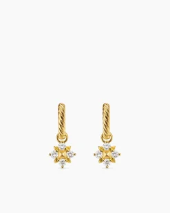 Petite Modern Renaissance® Pyramid Drop Earrings 18K Yellow Gold with Diamonds, 18.8mm