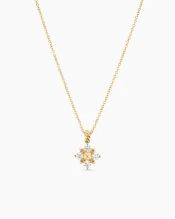 Petite Modern Renaissance® Pyramid Pendant Necklace 18K Yellow Gold with Diamonds, 10.9mm