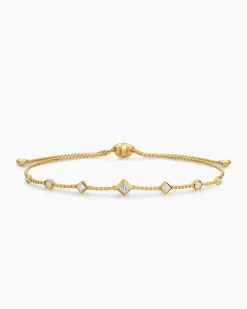 Petite Modern Renaissance® Station Chain Bracelet 18K Yellow Gold with Diamonds, 7.5mm