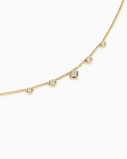 Petite Modern Renaissance® Station Chain Necklace 18K Yellow Gold with Diamonds, 3.4mm
