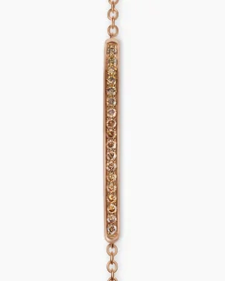 Petite Pavé Bar Bracelet 18K Rose Gold with Cognac Diamonds, 1.7mm