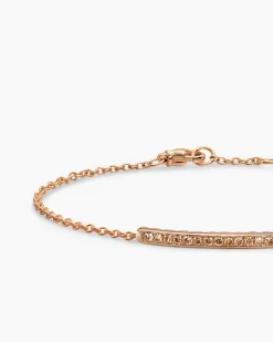Petite Pavé Bar Bracelet 18K Rose Gold with Cognac Diamonds, 1.7mm