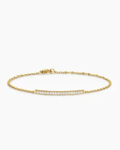 Petite Pavé Bar Bracelet 18K Yellow Gold with Diamonds, 1.7mm