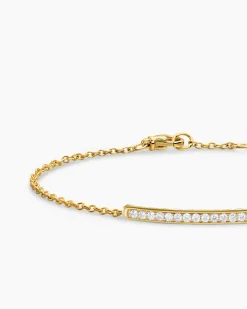 Petite Pavé Bar Bracelet 18K Yellow Gold with Diamonds, 1.7mm