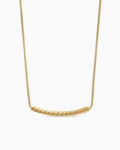 Petite Pavé Bar Necklace 18K Yellow Gold with Diamonds, 1.25mm